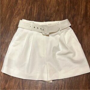 NWT ZARA BEIGE BELTED LEATHER SHORTS